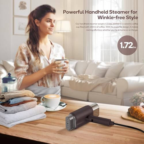 Newbealer Dual Voltage Travel Steamer - 120V/220V Handheld Steamer for Clothes, 1200W Horizontal & Vertical Steaming, 20s Heat-up, Foldable, 1.72lbs, 180ml Garment Wrinkle Remover (Brown) - 6