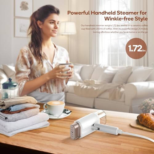 Newbealer Dual Voltage Travel Steamer - 120V/220V Handheld Steamer for Clothes, 1200W Horizontal & Vertical Steaming, 20s Heat-up, Foldable, 1.72lbs, 180ml Garment Wrinkle Remover (Gold) - 5