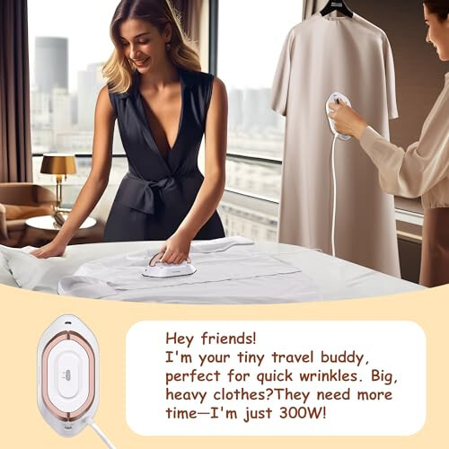 Newbealer Travel Iron with Dual Voltage - 120V/220V Mini Dry Iron for Clothes (No Steam), Non-Stick Ceramic Soleplate, 302℉ Heat Press Machine for Quilting & Sewing, 0.95lbs Lightly (Gold) - 7