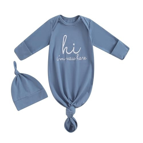 Newborn Boy Girl Coming Home Outfit Baby Infant Sleeper Gown Nightgown Outfits Cute Fall Winter Pajamas and Hat - 43