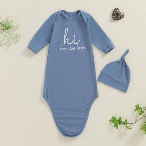 Newborn Boy Girl Coming Home Outfit Baby Infant Sleeper Gown Nightgown Outfits Cute Fall Winter Pajamas and Hat - 41