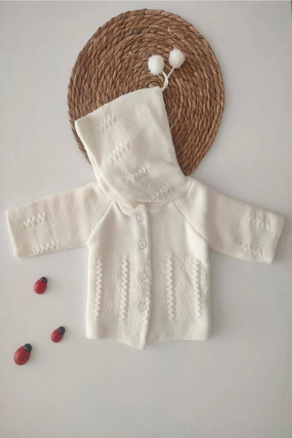 Newborn Hooded Double Layer Knit Girl - Boy Baby Cardigan - 2