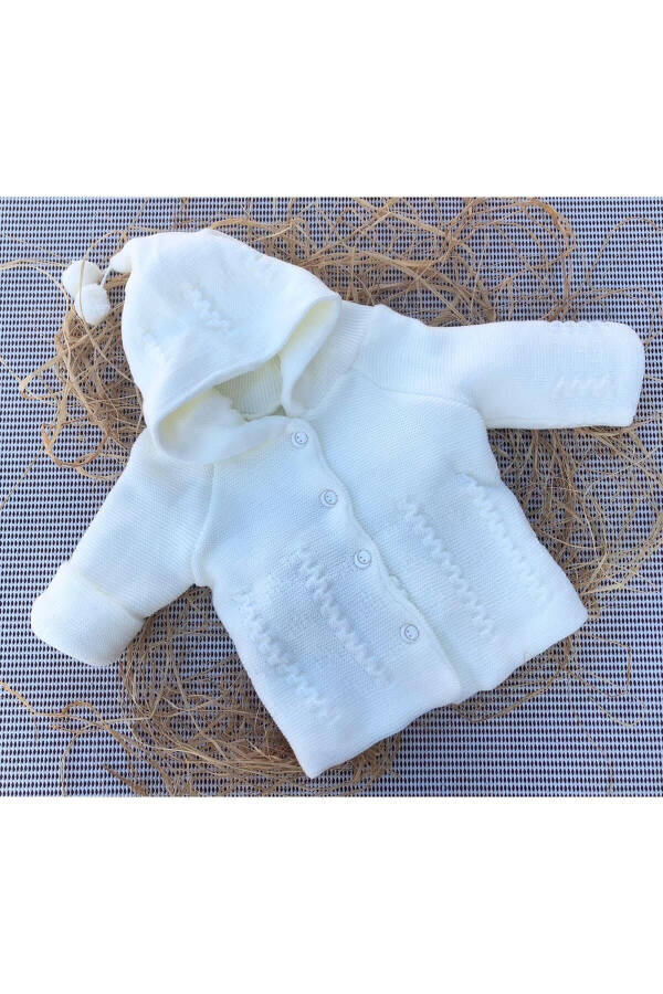 Newborn Hooded Double Layer Knit Girl - Boy Baby Cardigan - 1