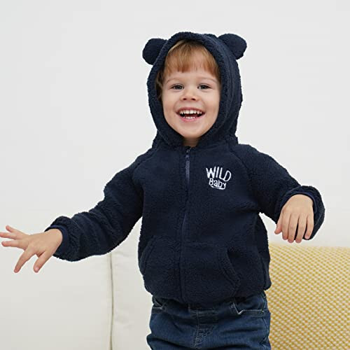 Newborn Infant Baby Boys Girls Cartoon Fleece Hooded Jacket Coat with Ears Warm Todder Kids Outwear Coat Zipper Up 0-6Y - 5