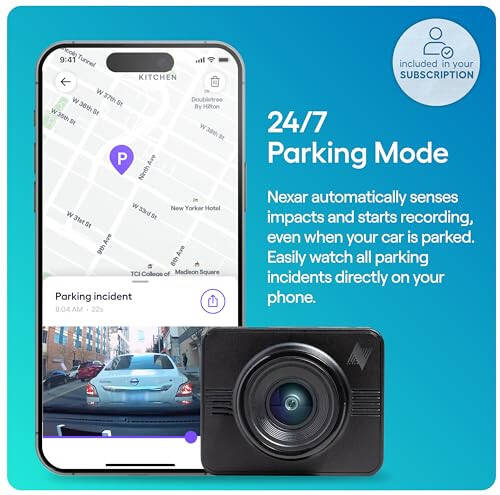 Nexar Beam GPS Dash Cam - 1 Yıl Nexar Uygulama Aboneliği Dahil - Sınırsız Bulut Depolama, Sürüş Kayıtları, Park Modu, Gece Görüşü, Hepsi Nexar Uygulaması İçinde - WiFi HD Ön Dash Cam (32 GB SD) - 4