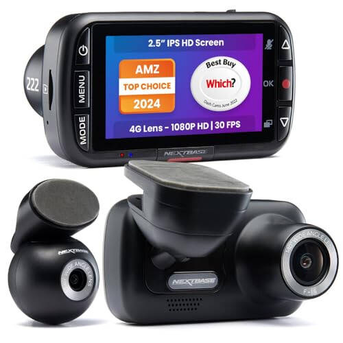 Nextbase 222XR 1080p Dash Cam + Rear Cam HD - Parking Mode, Night Vision, Automatic Loop Recording and File Protection - 1