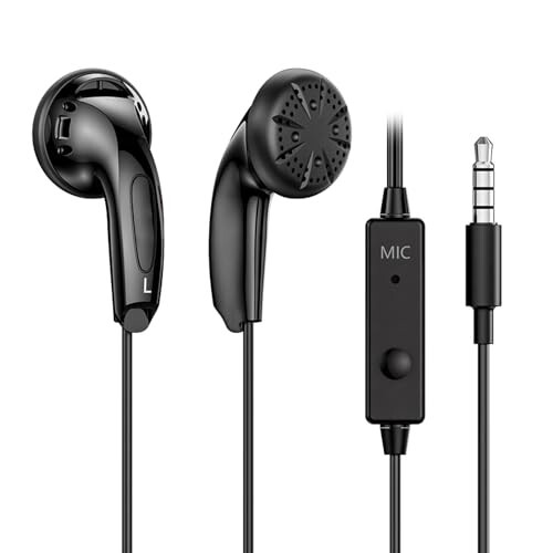 NICEHCK Yuandao Kablolu HiFi Kulaklıklar: 15.4mm Dinamik 3.5mm Fiş Düz Kafa Kulaklıklar Çağrı/Müzik Kontrol Düğmesiyle, Oyun/Spor/Öğrenci/PC/Telefon/Tablet İçin Bas Stereo Kulak İçi Kulaklıklar, Mikrofonlu Siyah - 1