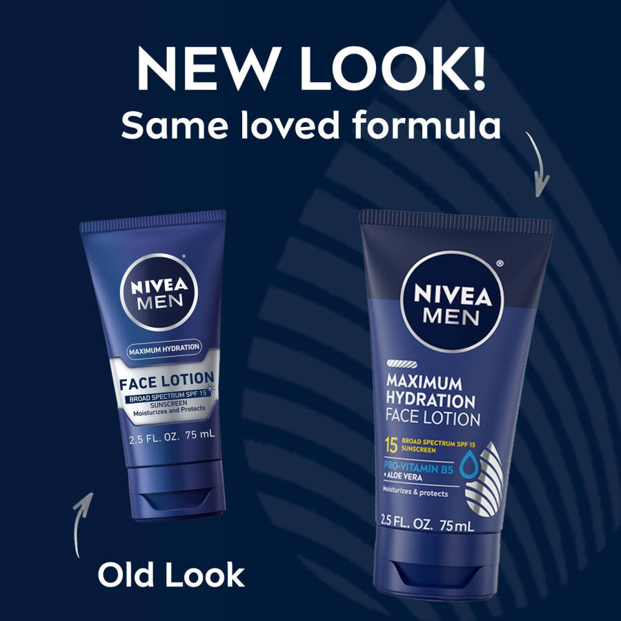 NIVEA MEN Geniş Spektrumlu SPF 15 Güneş Korumalı Maksimum Nemlendirici Yüz Losyonu, 2,5 Fl Oz Tüp - 2