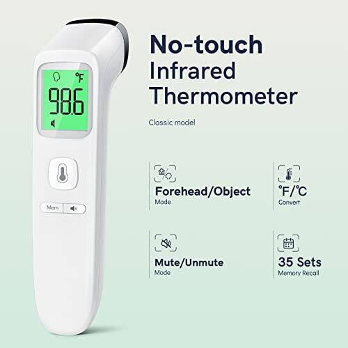 No-Touch Thermometer for Adults and Kids, Fast Accurate Digital Thermometer with Fever Alarm & Silent Mode, FSA HSA Eligible, Easy-to-use, Forehead Thermometer for Babies, Kids & Elderly - 2