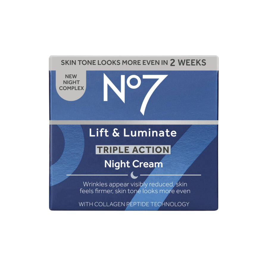 No7 Lift & Luminate Üçlü Etki Gece Kremi, Kolajen Peptitler ve C Vitaminiyle, Tüm Cilt Tipleri için, 1,69 oz - 11