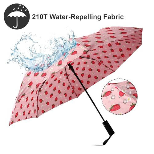 Nollia Windproof Automatic Travel Umbrella, Compact Portable with Reinforced Ribs for Sun & Rain - 23