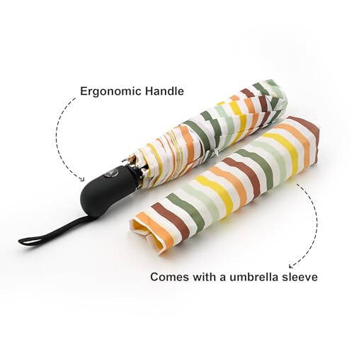 Nollia Windproof Automatic Travel Umbrella, Compact Portable with Reinforced Ribs for Sun & Rain - 13