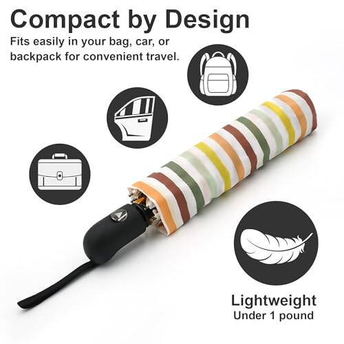 Nollia Windproof Automatic Travel Umbrella, Compact Portable with Reinforced Ribs for Sun & Rain - 16