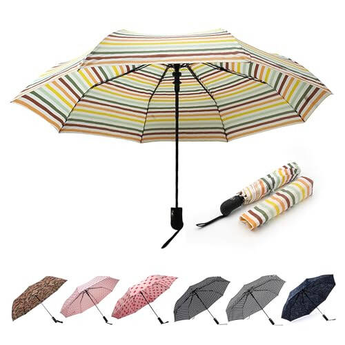 Nollia Windproof Automatic Travel Umbrella, Compact Portable with Reinforced Ribs for Sun & Rain - 17