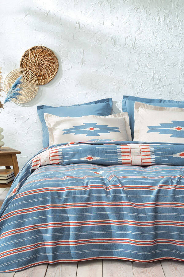 Nomi Double Bedspread Set - Indigo - 1