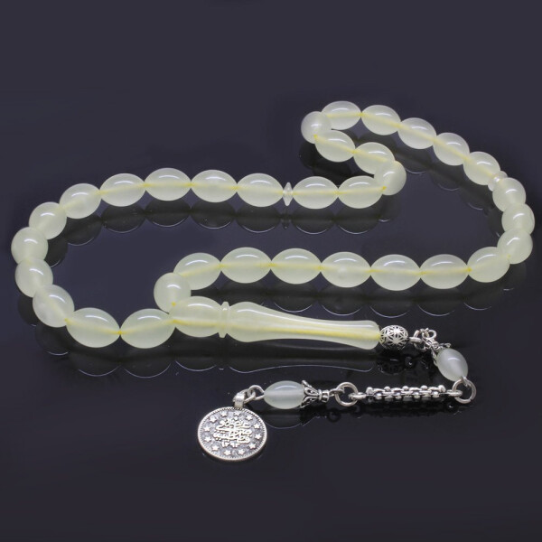 Non-Tarnishing Metal Tassel Basic Model Barley Cut Cat's Eye Prayer Beads - 9