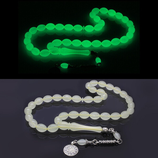 Non-Tarnishing Metal Tassel Basic Model Barley Cut Cat's Eye Prayer Beads - 11