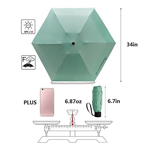 NOOFORMER mini Seyahat Güneş ve Yağmur Şemsiyesi - Hafif Kompakt Şemsiye 95% UV Koruma Erkekler Kadınlar Çoklu Renkler - 2