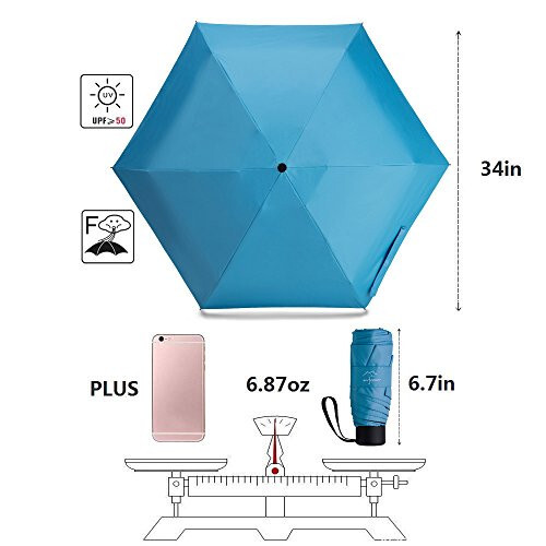 NOOFORMER mini Seyahat güneş ve yağmur Şemsiyesi - Hafif Kompakt Şemsiye, Erkekler Kadınlar için Çoklu Renklerde %95 UV Koruma - 2