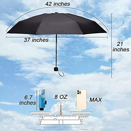 NOOFORMER mini Travel sun&rain Umbrella - Lightweight Compact Parasol Umbrellas with 95% UV Protection for Men Women Multiple Colors - 2