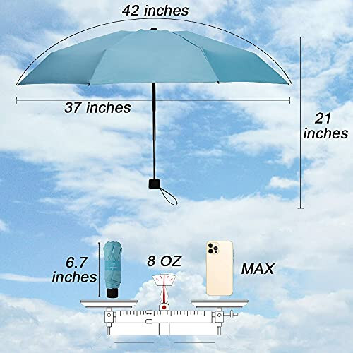 NOOFORMER mini Travel sun&rain Umbrella - Lightweight Compact Parasol Umbrellas with 95% UV Protection for Men Women Multiple Colors - 2