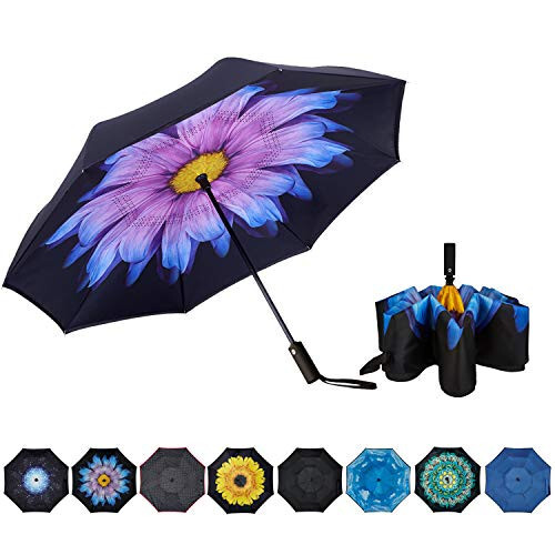 NOORNY Inverted Umbrella Double Layer Automatic Folding Reserve Umbrella Windproof UV Protection for Rain Car Travel Outdoor Men Women - 1