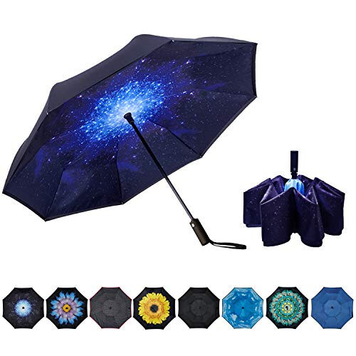 NOORNY Inverted Umbrella Double Layer Automatic Folding Reserve Umbrella Windproof UV Protection for Rain Car Travel Outdoor Men Women - 1