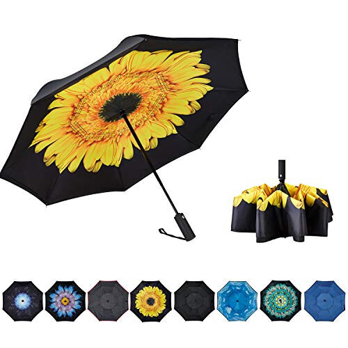 NOORNY Inverted Umbrella Double Layer Automatic Folding Reserve Umbrella Windproof UV Protection for Rain Car Travel Outdoor Men Women - 1