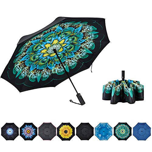 NOORNY Inverted Umbrella Double Layer Automatic Folding Reserve Umbrella Windproof UV Protection for Rain Car Travel Outdoor Men Women - 1