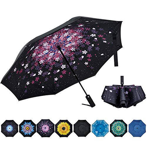 NOORNY Inverted Umbrella Double Layer Automatic Folding Reserve Umbrella Windproof UV Protection for Rain Car Travel Outdoor Men Women - 1