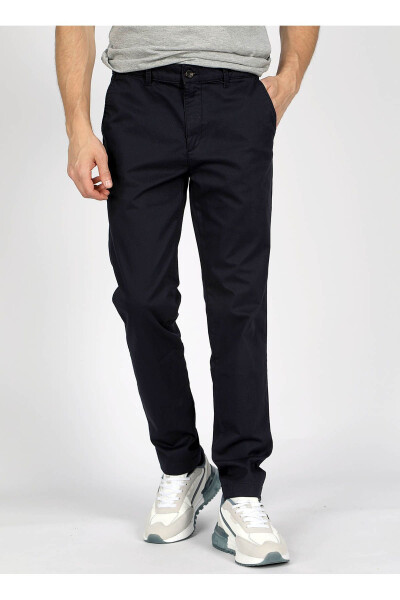 Normal Bel Slim Fit Lacivert Erkek Chino Pantolon 242 LCM 221016 NEW CHINO 2 LACİVERT - 2