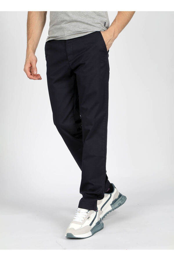 Normal Bel Slim Fit Lacivert Erkek Chino Pantolon 242 LCM 221016 NEW CHINO 2 LACİVERT - 3