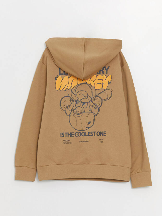 Nostaljik Maymunli Uzoq Yengli Bolalar uchun Erkak Hoodie - 9