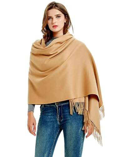 Novawo Wool Shawl Large Thick Pashmina Travel Blanket Scarf Winter Wraps for Women - 1