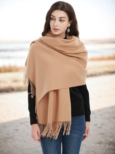 Novawo Wool Shawl Large Thick Pashmina Travel Blanket Scarf Winter Wraps for Women - 4