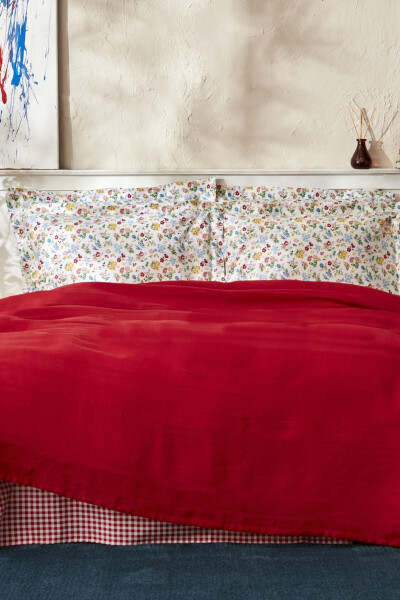 Noya 100% Cotton Double Bed Duvet Set Red - 2