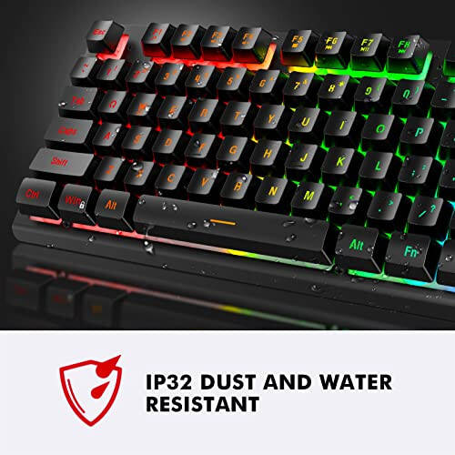 NPET K10 Wired Gaming Keyboard, LED Backlit, Spill-Resistant Design, Multimedia Keys, Quiet Silent USB Membrane Keyboard for Desktop, Computer, PC (Black) - 2