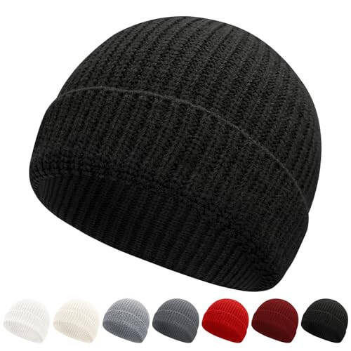 NPQQUAN Fisherman Beanies for Men Women Short Cuff Knit Beanie Winter Warm Hats Cap - 1