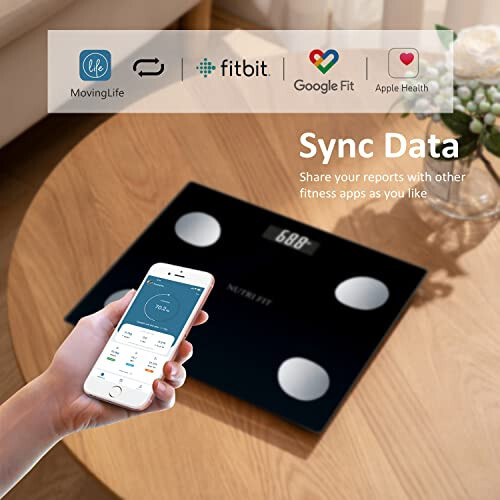 NUTRI FIT Banyo Tartı Ölçeği Vücut Ağırlığı ve Yağ İçin, Bluetooth'lu Dijital Akıllı Tartı, BMI, Kas, Kilo Verme İçin Uygulamalı Vücut Kompozisyonu İzleyicileri, Maksimum 150kg/330lb - 4