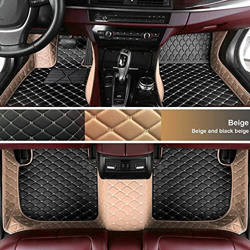 NYCFMMY Custom Car Floor Mat for Land Rover Defender, Discovery, Discovery Sport, LR2, LR3, LR4, Range Rover, Range Rover Evoque, Range Rover Sport, Range Rover Velar Non-Slip (Beige + Black Beige) - 1