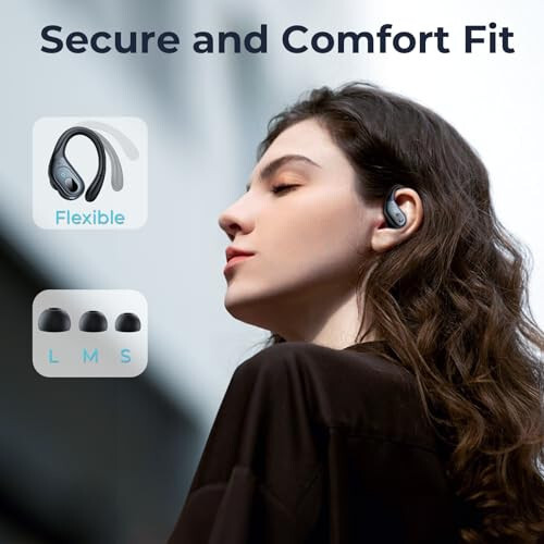 Occiam Bluetooth Headphones Wireless Earbuds 90Hrs Playback Sport Ear Buds with Earhook LED Display Charging Case IPX7 Waterproof Earbud Deep Bass Running Earphones for iOS Android Cellphone (Black) - 4