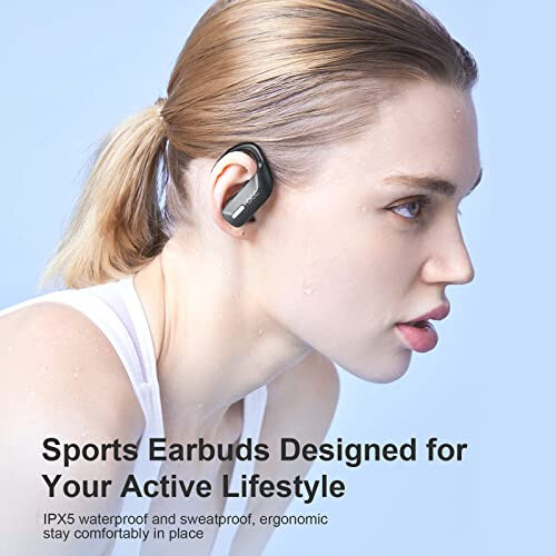 Occiam Simsiz Quloqchinlar Bluetooth Quloqchinlar 48H O'ynash Orqa Quloqchinlar Quloqqa Su o'tkazmaydigan Mikrofonli LED Displeyli Sport Yugurish Mashg'ulotlari uchun Qora - 6