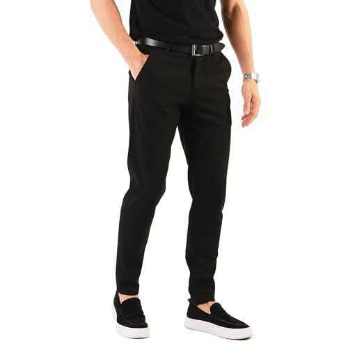 OCEAN AMELI Erkek Slim Fit Pantolon - Streç Pamuklu Çino Pantolon - Günlük Golf İş Skinny Elbise Pantolonu - 10