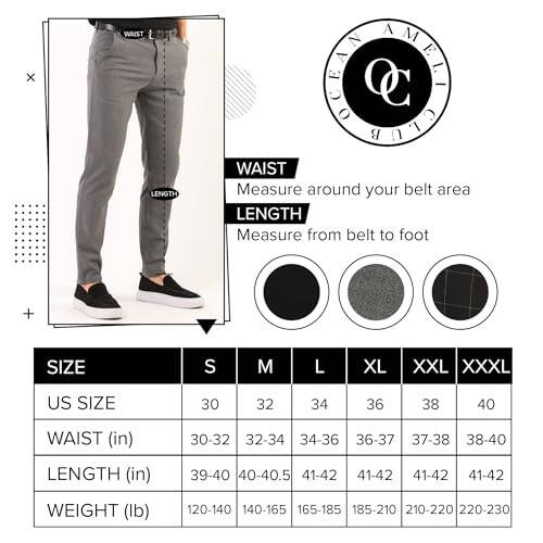 OCEAN AMELI Erkek Slim Fit Pantolon - Streç Pamuklu Çino Pantolon - Günlük Golf İş Skinny Elbise Pantolonu - 9