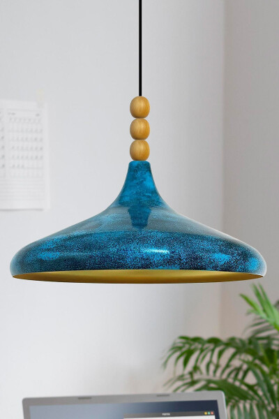 Ocean Champion Wooden Beaded Single Chandelier Pendant Living Room Kitchen Boutique Lamp - 13