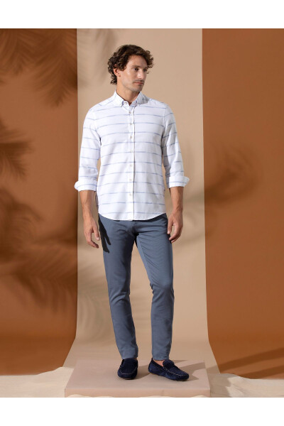 Ochchiq moviy slim fit 5 choʻntakli chino shim - 10