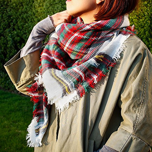 OCT17 Plaid Scarf Women Pashmina Wrap Large Warm Soft Shawl Winter Fall Scarves - 5