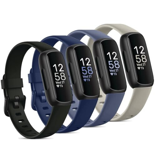 Odbeai Fitbit Inspire 3 bilan mos keladigan ayollar va erkaklar uchun bilaguzuklar, sport bilaguzuklari almashtiruvchi yumshoq silikon kamarlar Inspire 3 fitnes trekeri uchun ayollar va erkaklar uchun (4 ta to'plam, katta) - 1