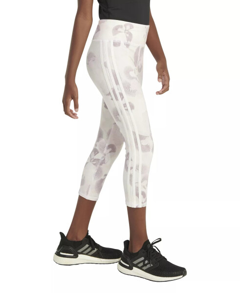 Off White 3-Stripe Printed 7/8 Cotton Leggings - 3