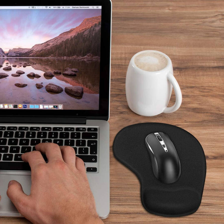 Office & Gaming Mouse Pad with Wrist Support Gel Cushion Rest Desk Mat for Desktop Computer, Laptop, MacBook, Notebook Magic Mouse Keyboard Home, Game Accessories GMP40 9.1 X 7.1 in- Black - 9